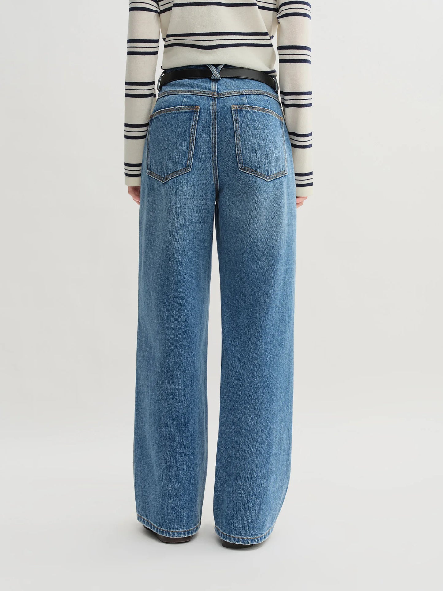 Women's High Waist Ripped Jeans - Straight Leg Non-Stretch Casual Denim Trousers