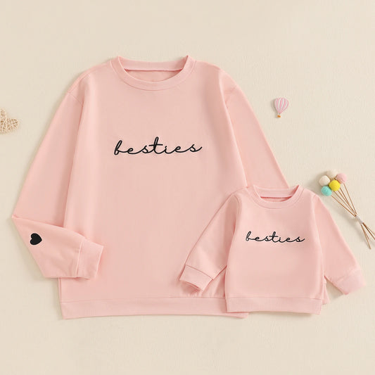 Family Matching Letter Print Pullover - Autumn Long Sleeve Crew Neck Tops