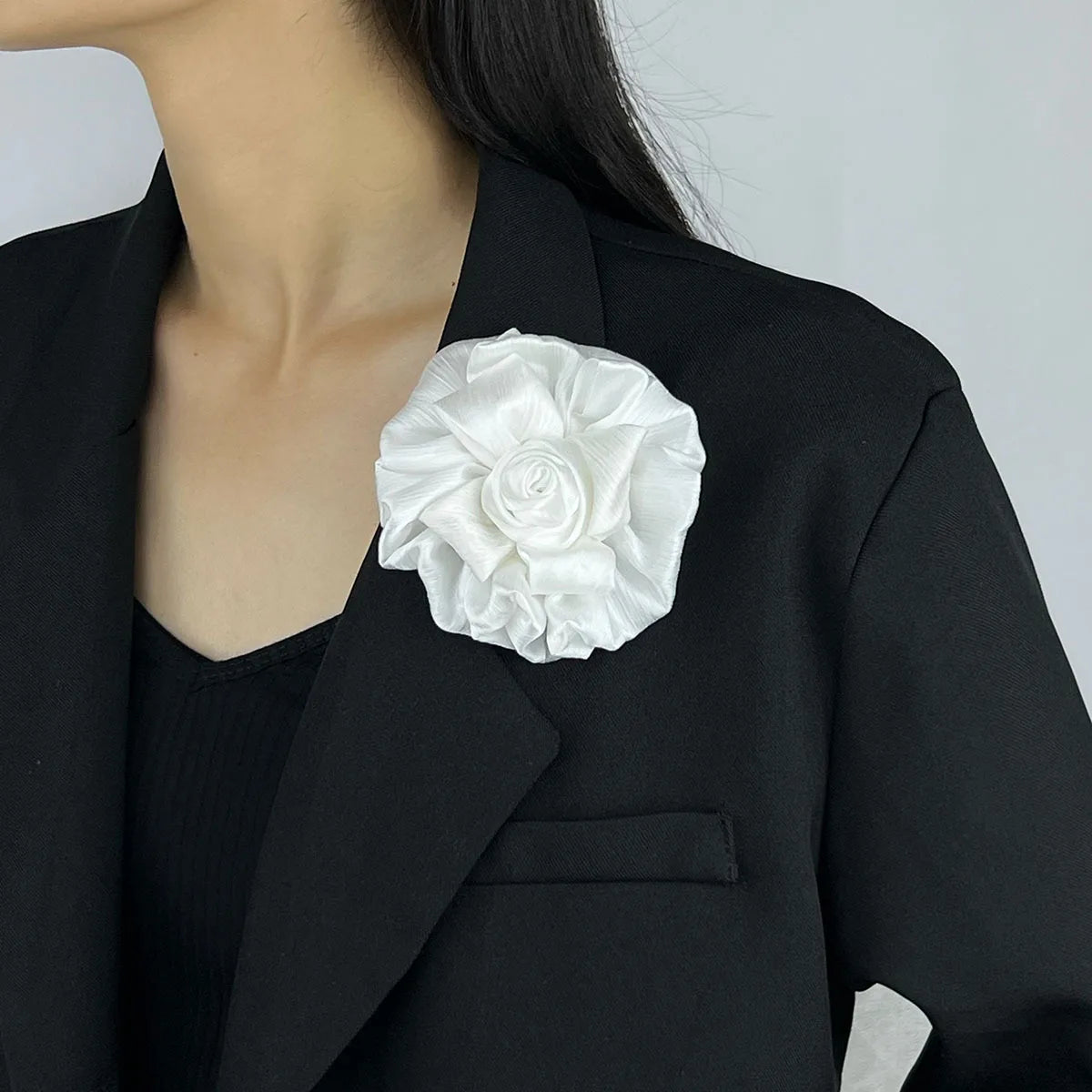 Handmade Fabric Flower Brooch - 11cm Corsage Lapel Pin for Women