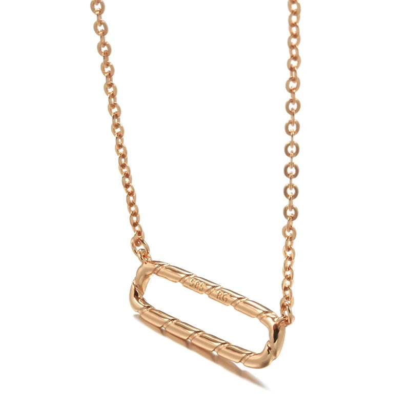 Glossy Geometry Pendant Necklace For Women Fashion 585 Rose Gold Colour