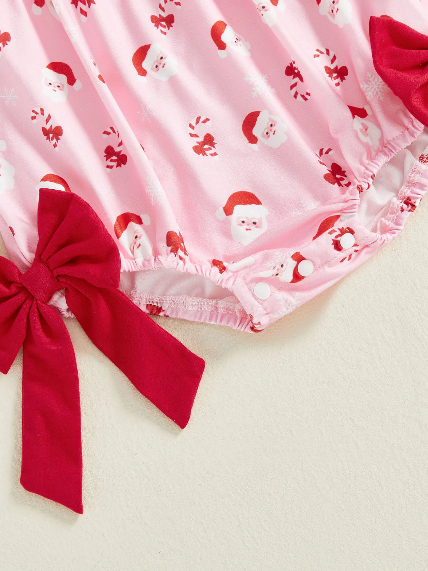 Baby Girls Christmas Letter Embroidered Romper with Bow (0-18M)