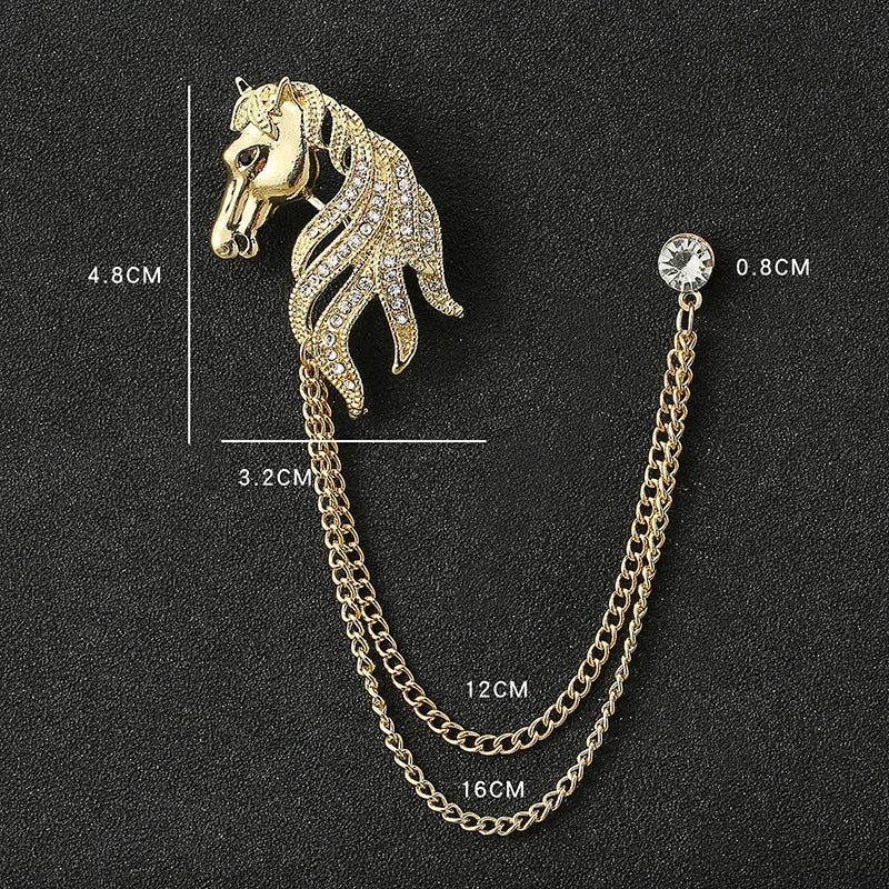 Rhinestone Eagle Brooch - Vintage Airplane Tassel Chain Lapel Pin