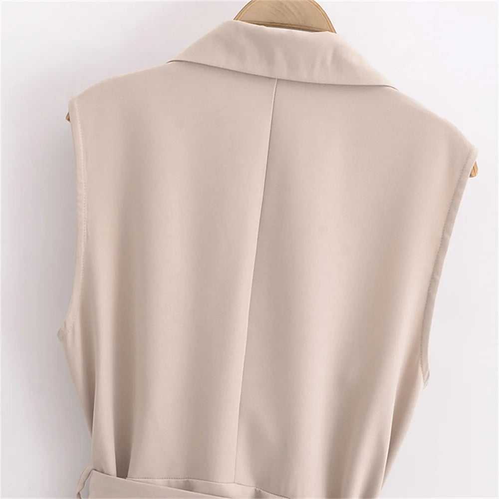 Women's Summer Casual Temperament Small Pleated Sleeveless Dress