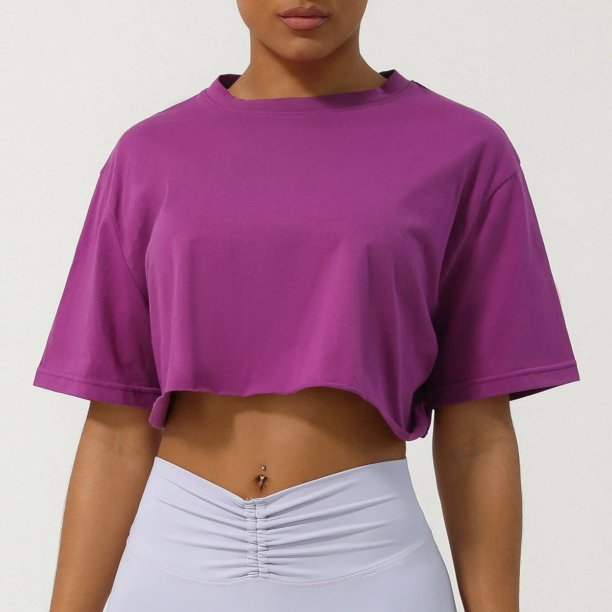 Women's Short Sleeve Yoga Summer Gym Crop Top Breathable Quick Dry Running Blouse Workout Top