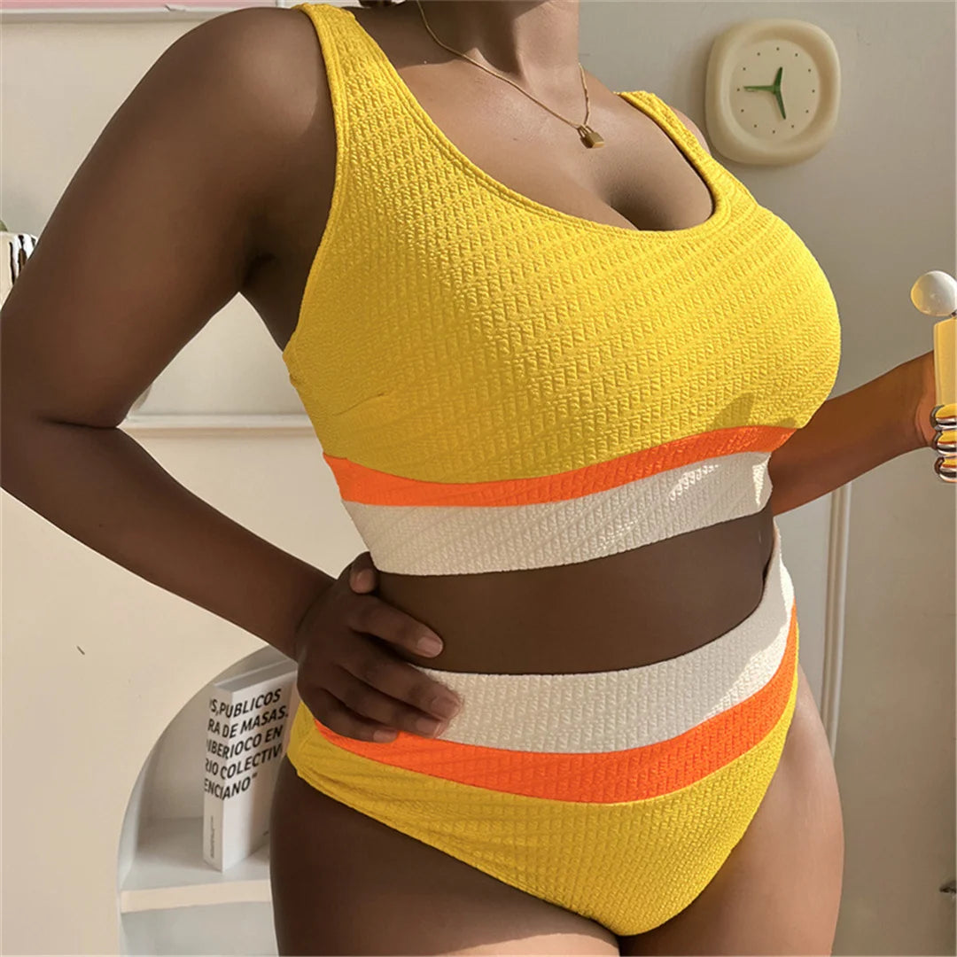 Women's Splicing Bikini Plus Size Swimwear Swimsuit Two-pieces Bikini set
