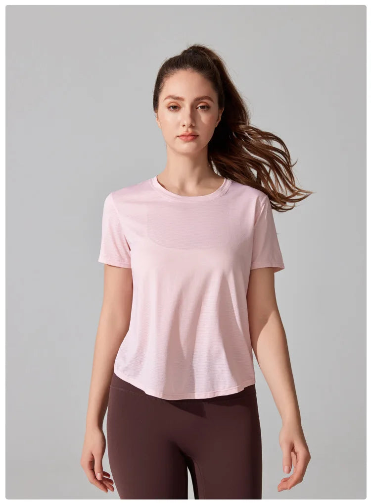 Women's Loose Fit Yoga T-Shirt - Quick Dry Athletic Top for Running & Gym