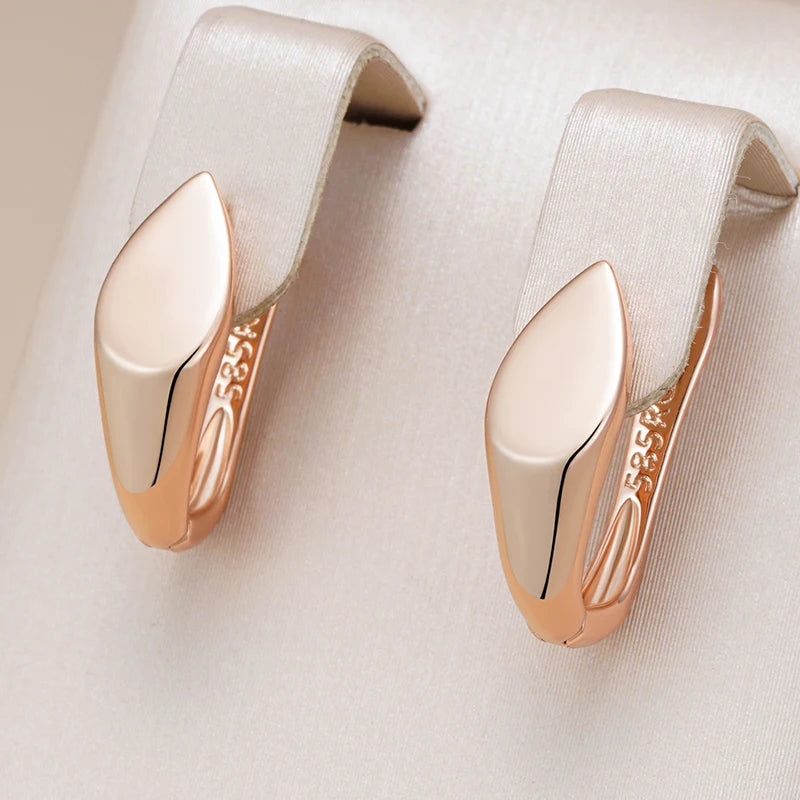 585 Rose Gold Colour Glossy Dangle Earrings Simple Rhombus Earrings For Women