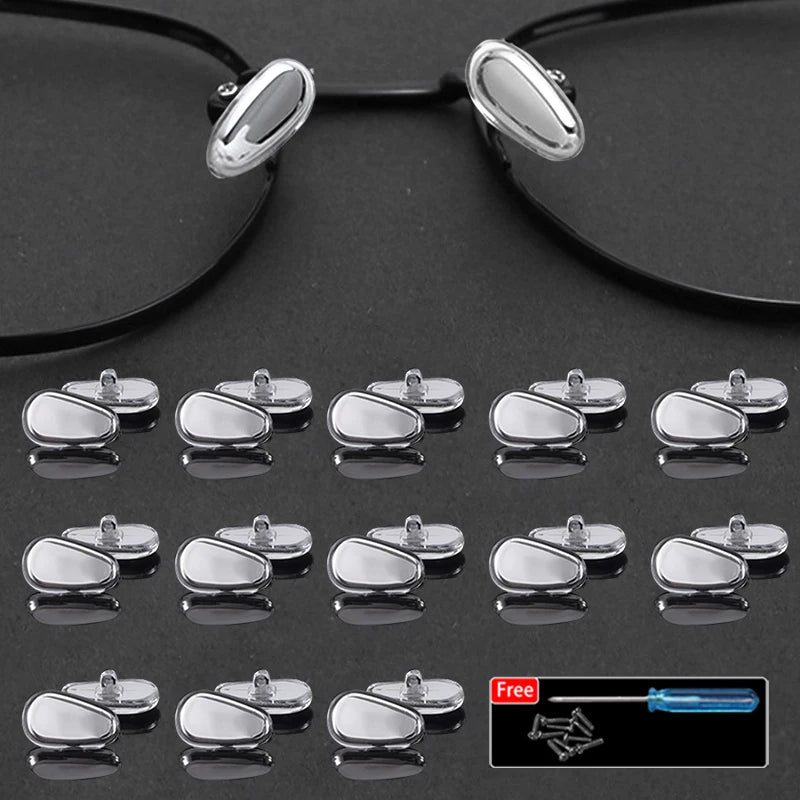 Silicone Glasses Nose Pads - Oval Screw-in Replacement Parts (5/10/20 Pairs)