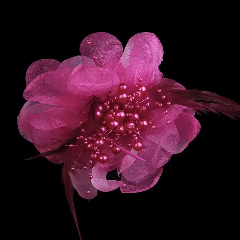 Elegant Feather Fabric Flower Brooch - Women's Corsage Lapel Pin