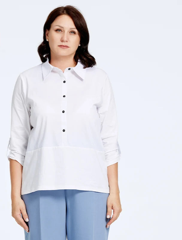 Women's Blouses Elegant Lapel Stitching Plus Size Shirt
