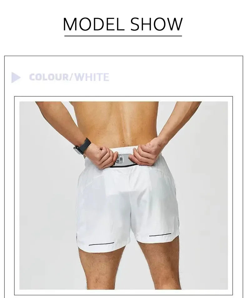 Men's Single Deck Beach Sweat Shorts with Zipped Back Pocket Running Training Marathon Athletic Breathable Shorts