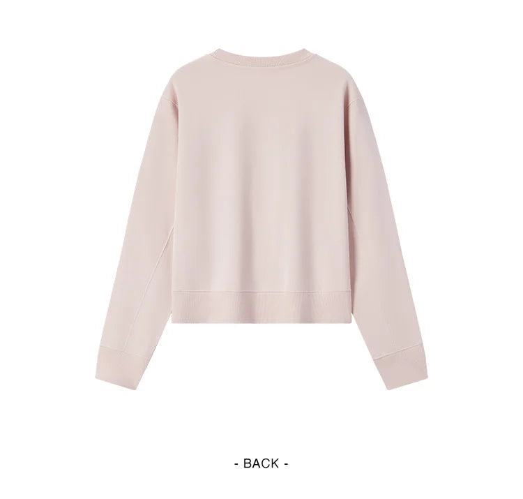 Women's Basic Round Neck Sweatshirt - Loose Fit Minimalist Pullover