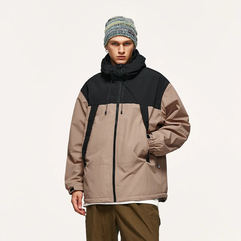 Unisex Winter Arctic Velvet Inner Parkas  High Neck Windproof Cotton Padded Hooded Jacket Outdoor Coat