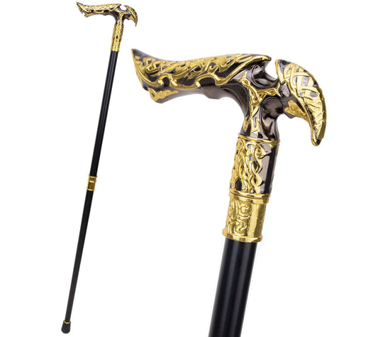 Luxury Gold & Black Walking Cane - Elegant Decorative Walking Stick 93cm