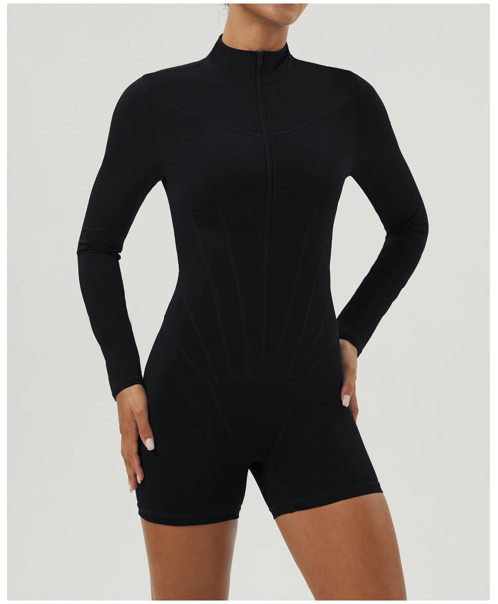 Women's Gym Yoga Running Jumpsuit One Piece Long Sleeve Sportswear Female Breathable Workout Activewear