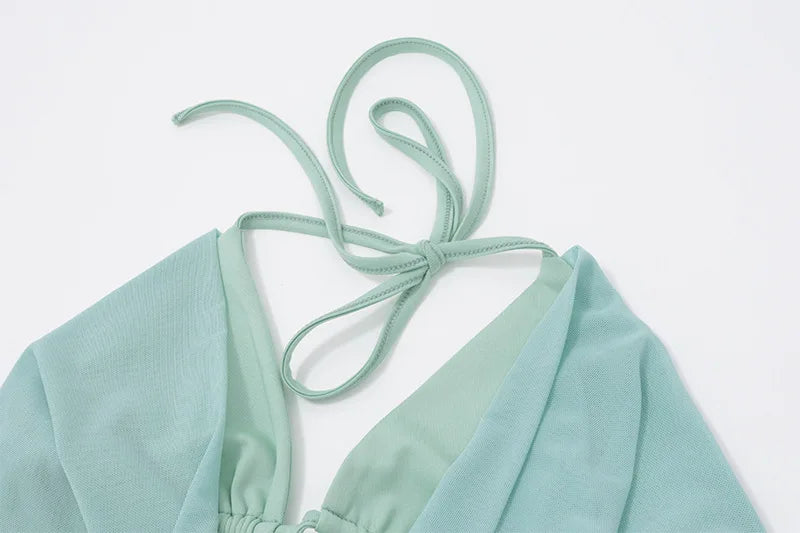 Summer Halter Crop Top - Mesh Draped Neckline Backless Streetwear Vest