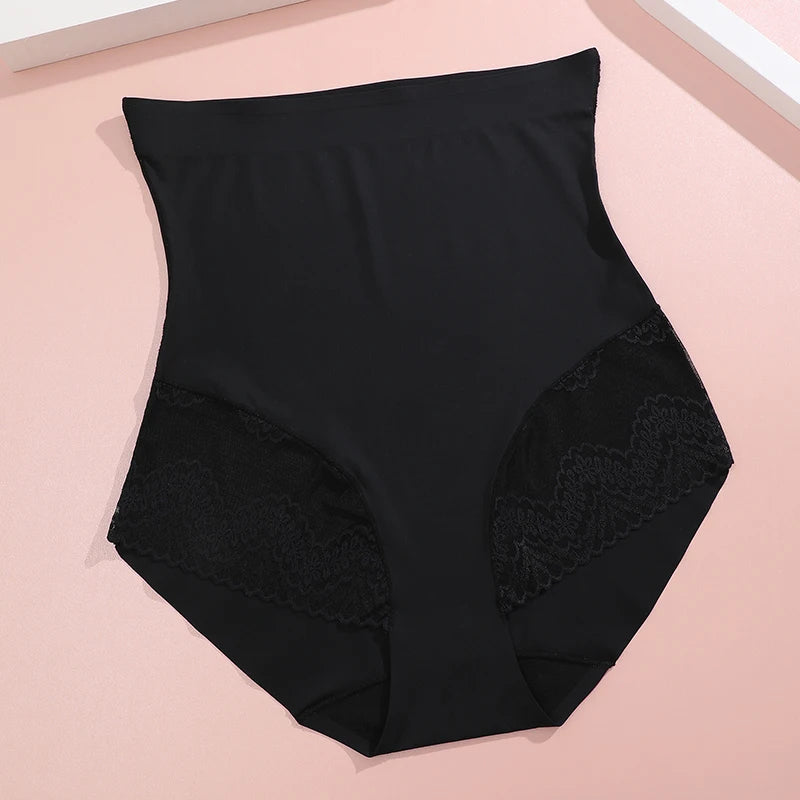 High Waist Tummy Control Panties - Women's Floral Lace Shaping Briefs (S-XXXL)