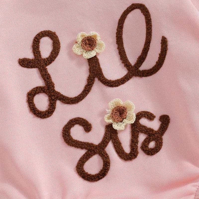 0-4Y Baby Girls Sweatshirt/Romper Letter Embroidery Long Sleeve Lovely Jumpsuits