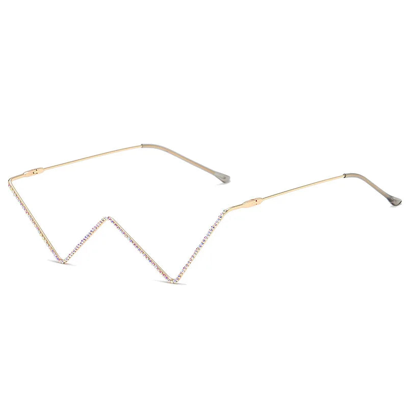 W-Shaped Rhinestone Glasses Frame - Fashion Decorative Eyewear for Women