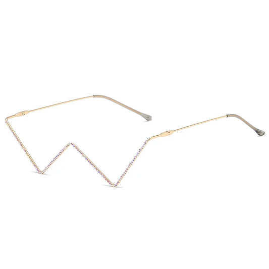 W-Shaped Rhinestone Glasses Frame - Fashion Decorative Eyewear for Women