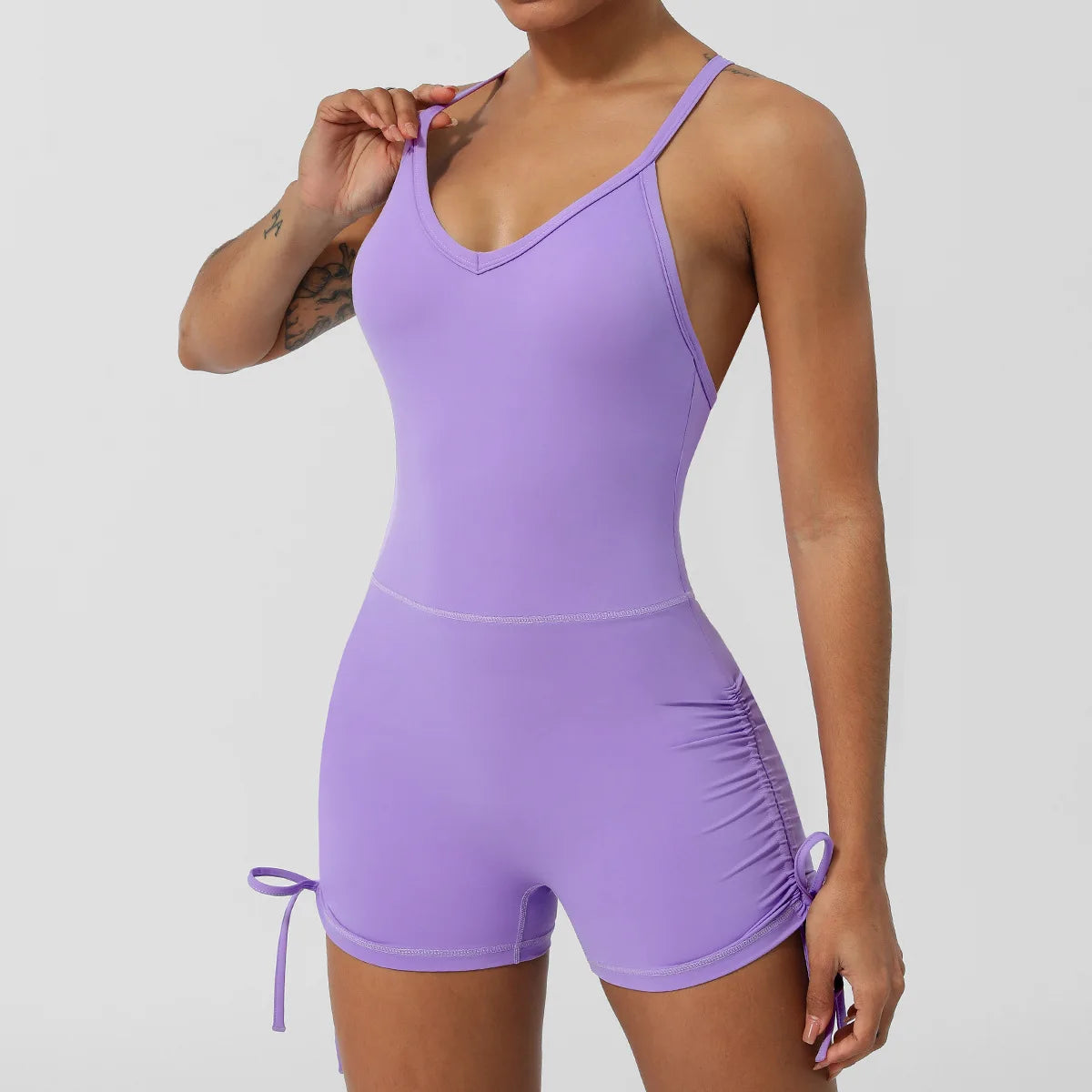 Women's Fitness Yoga Set One Piece Gym Jumpsuit Breathable Quick Dry Running Short Sportswear Workout Activewear