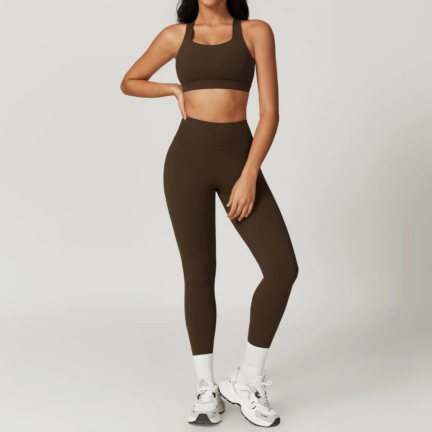 Women's 2Pcs Sports Fitness Tracksuit Workout Sportswear Quick-Drying Yoga Gym Yoga Set