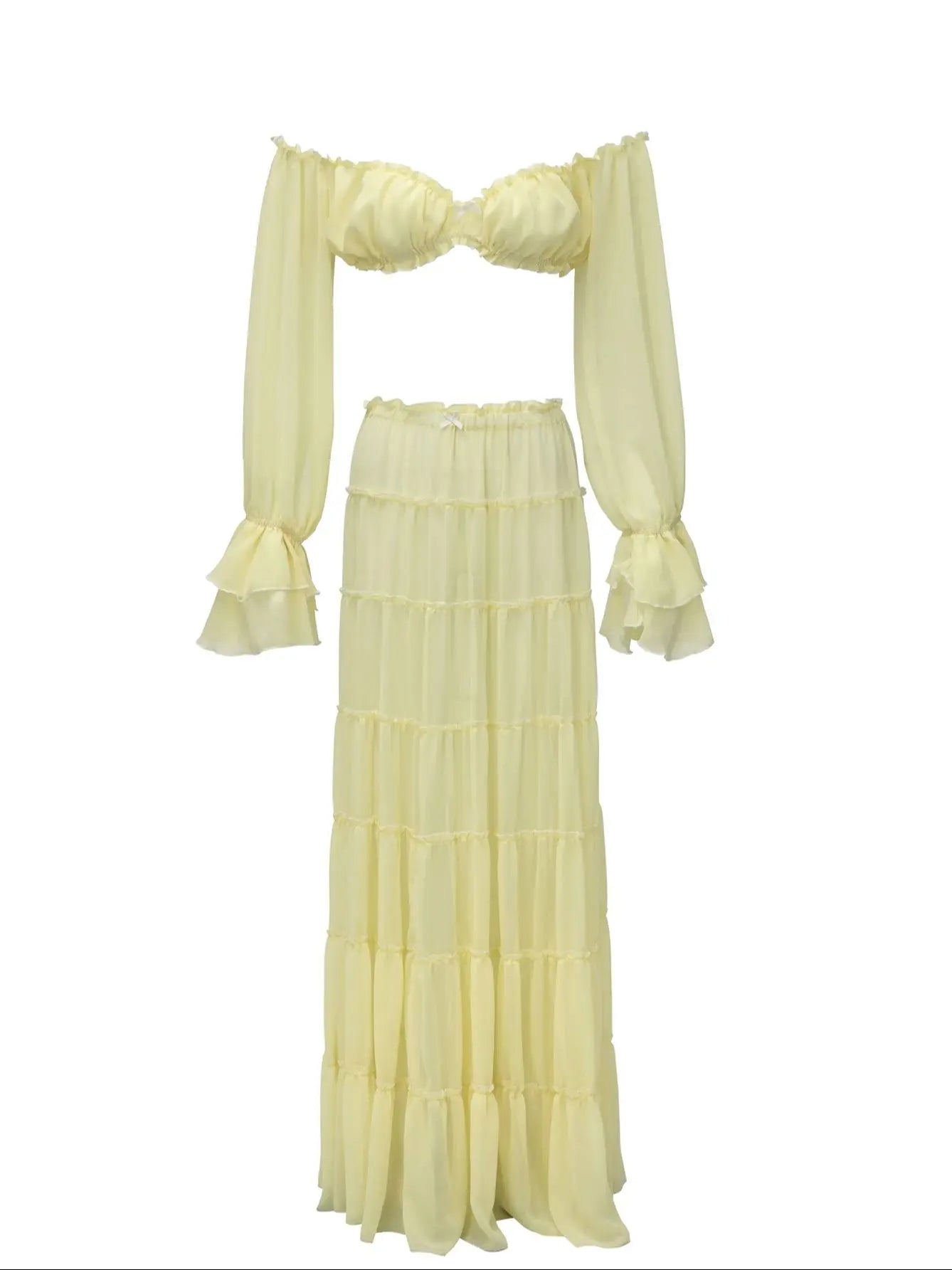 Women's Two-Piece Beach Set - High Waist A-Line Skirt & Bandage Top
