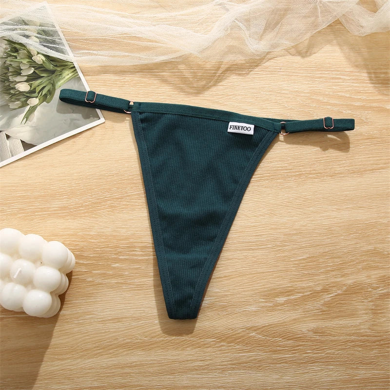 Women's 2PCS/SET Cotton Low Waist Panties Adjustable Waist Thongs Seamless G-String Underwear Lingerie