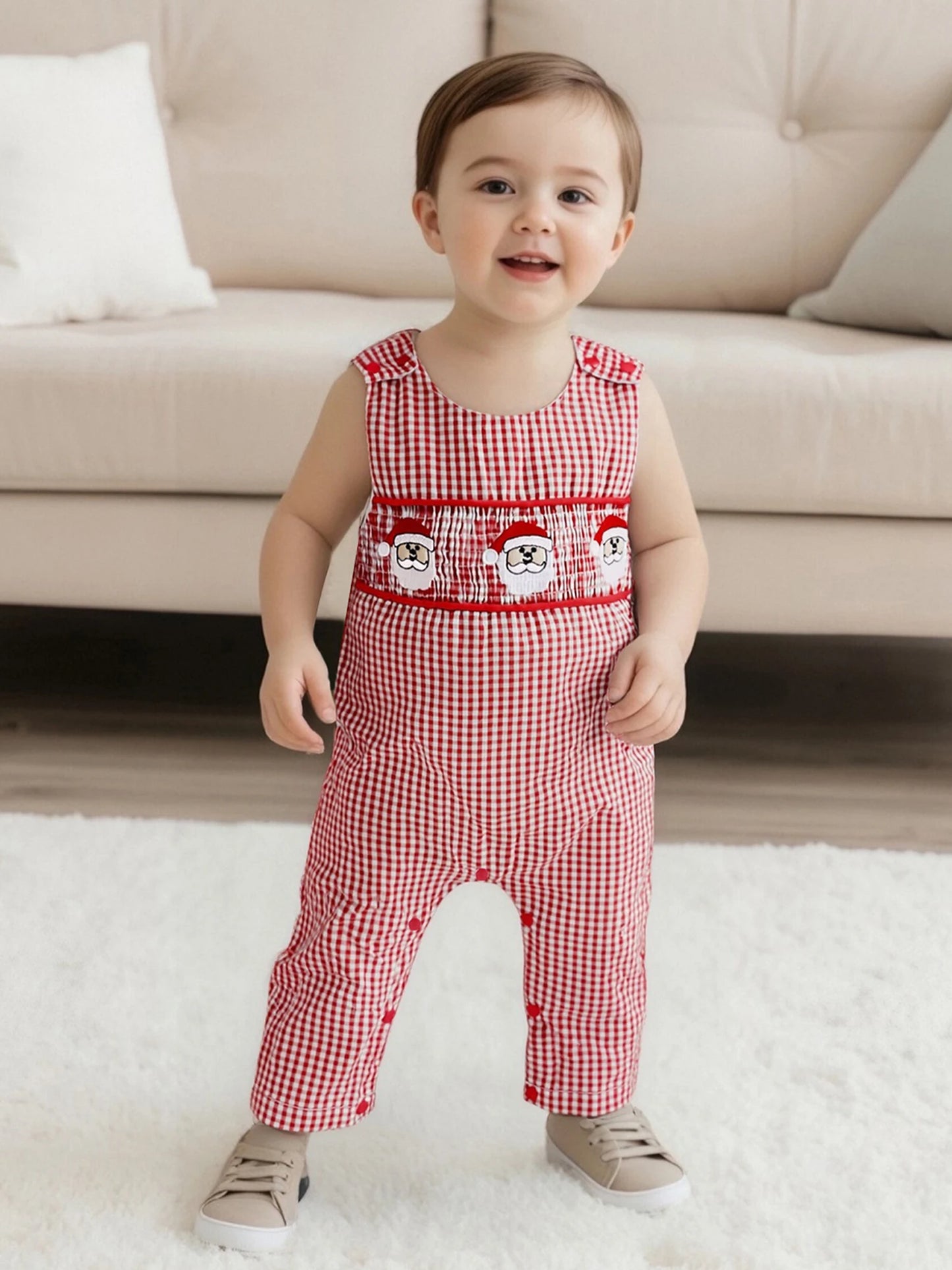 Lovely Baby Christmas Romper - Sleeveless Santa Claus Embroidery Jumpsuit (0-24M)