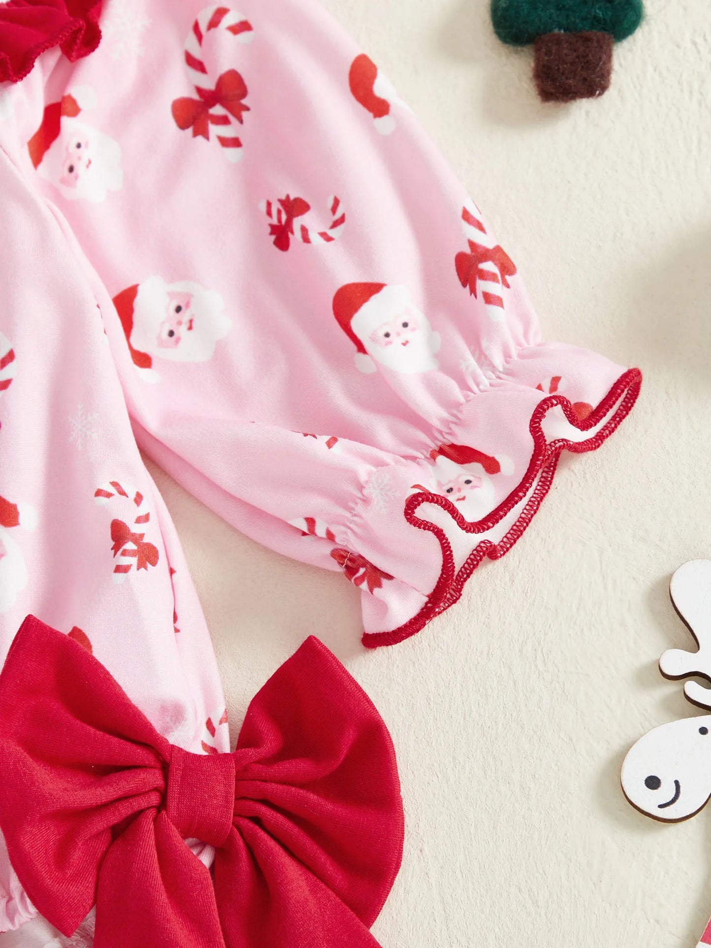 Baby Girls Christmas Letter Embroidered Romper with Bow (0-18M)