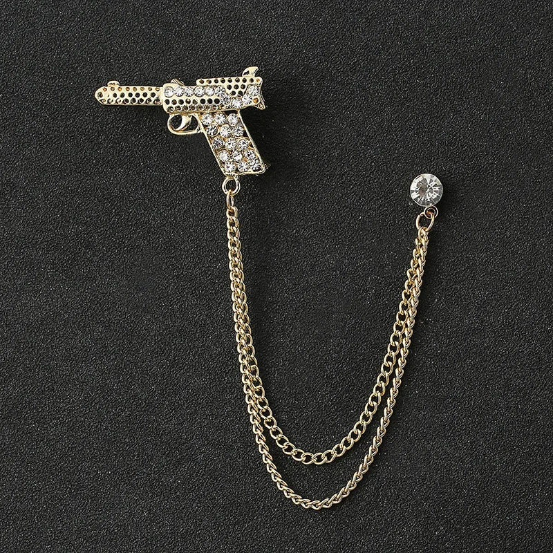Rhinestone Eagle Brooch - Vintage Airplane Tassel Chain Lapel Pin