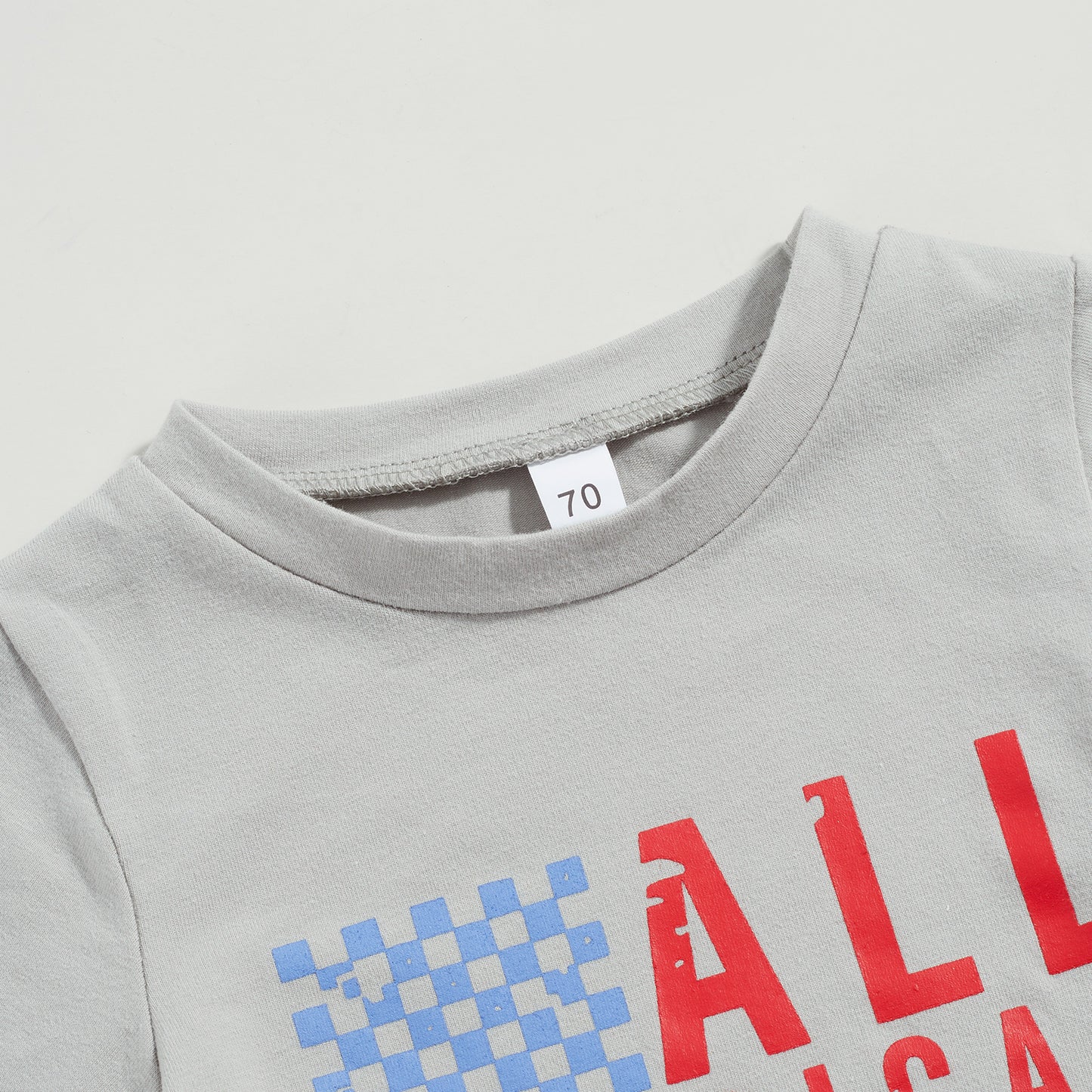 0-3Y American Baby Girls Boys Clothes Sets Letter Print Short Sleeve T-Shirts and Checkerboard Shorts 2Pcs