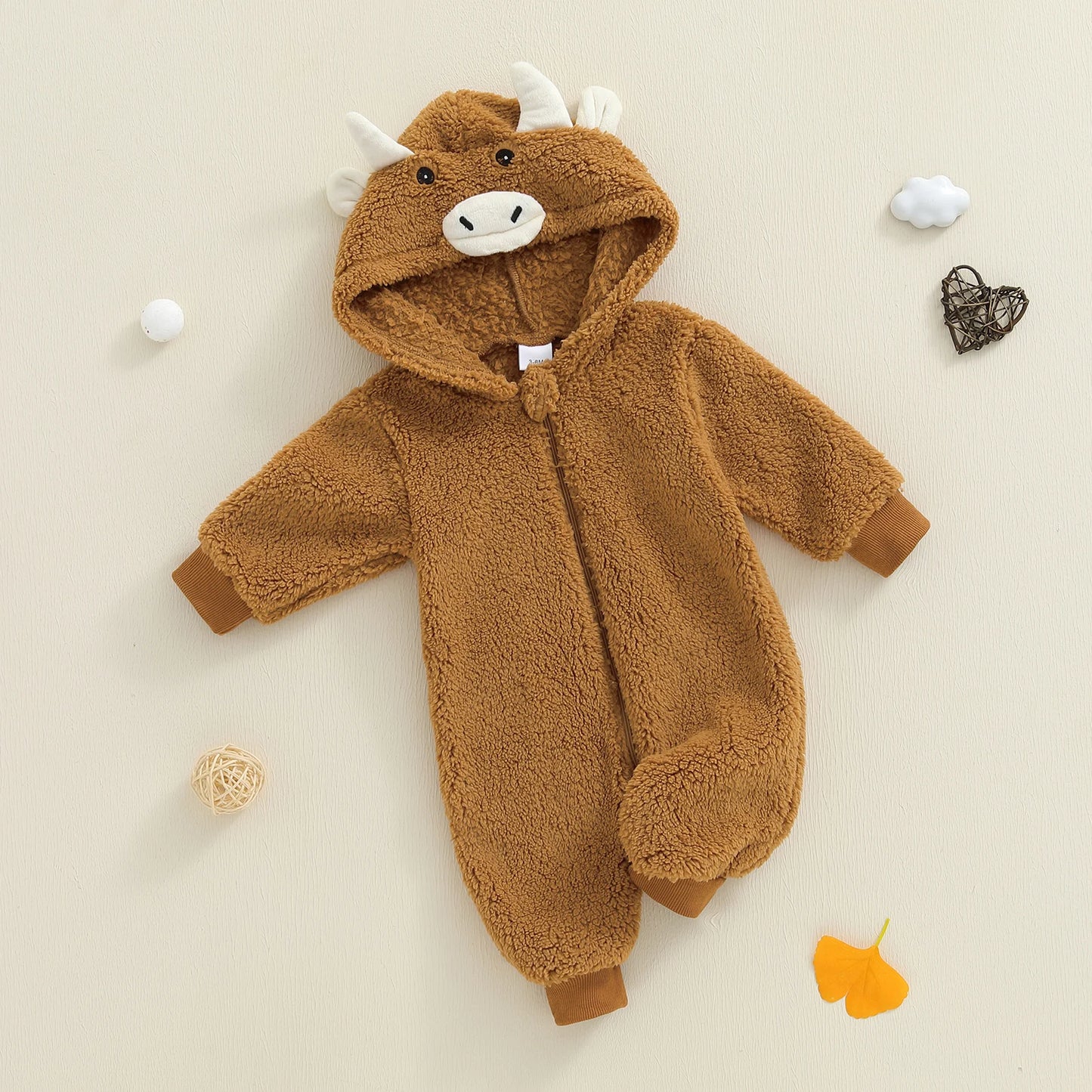 Baby Halloween Plush Hooded Jumpsuit (0-12M)