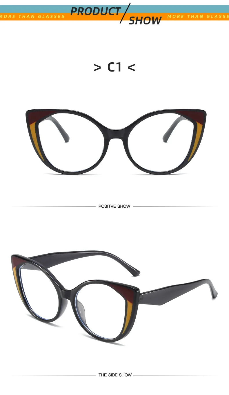 Cat Eye Blue Light Blocking Glasses - Large Frame Fashion Eyewear for Women & Men