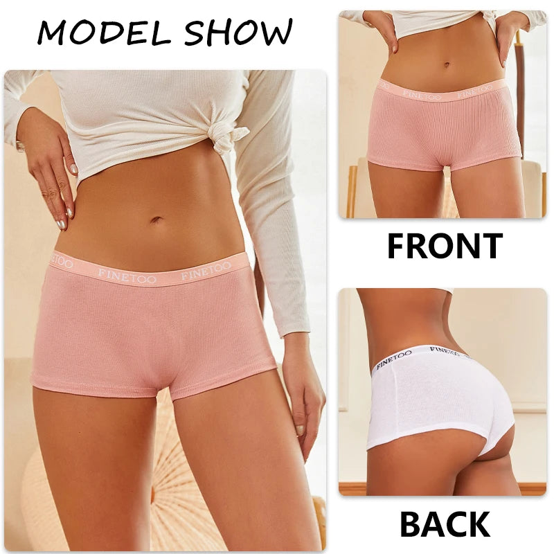 Women's Cotton Boxer Shorts - Seamless Mid Waist Safety Underwear
