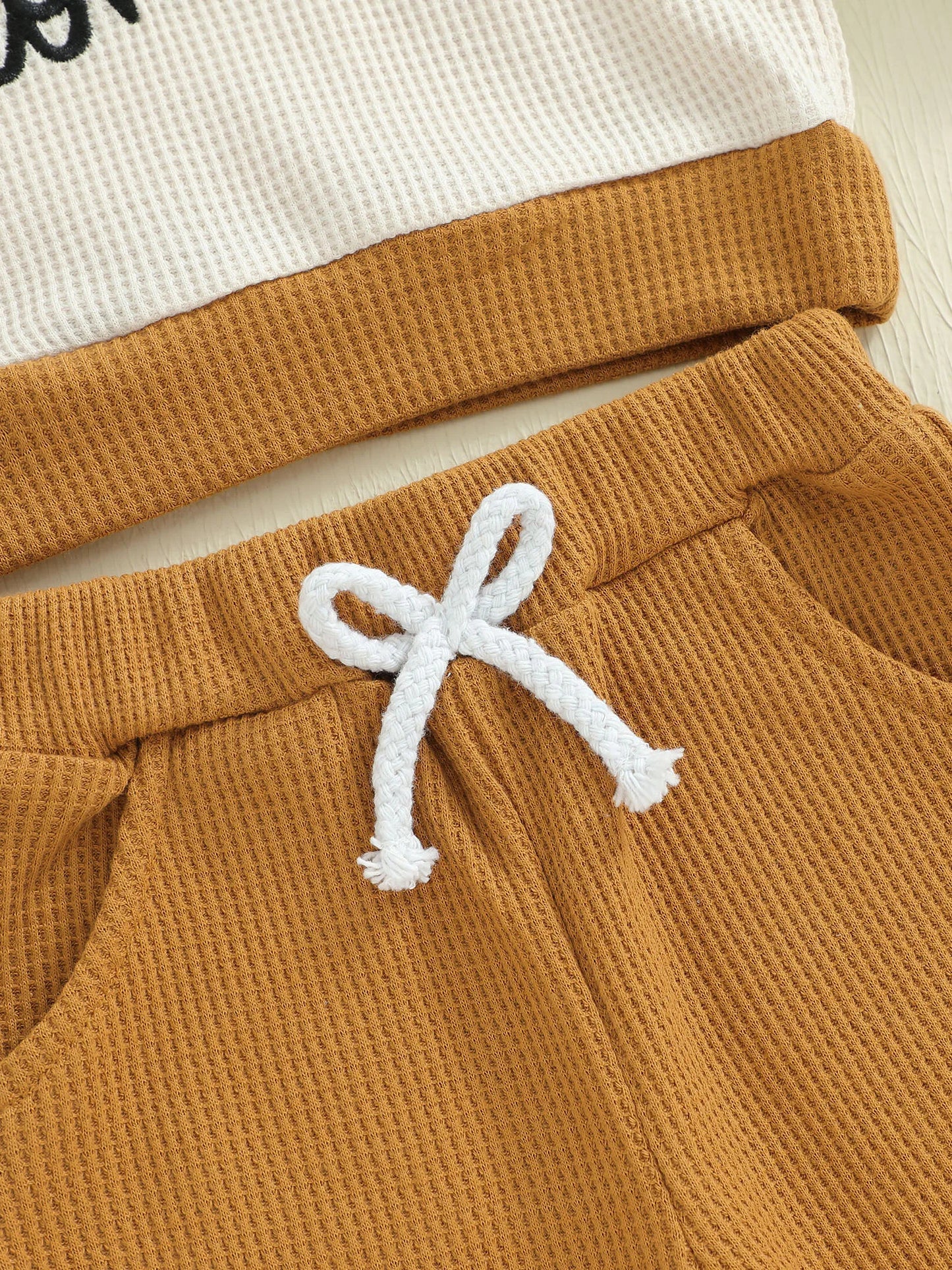 Baby Boys Letter Print Outfit Set - Long Sleeve Crew Neck Sweatshirt & Elastic Waist Pants (0-3Y)