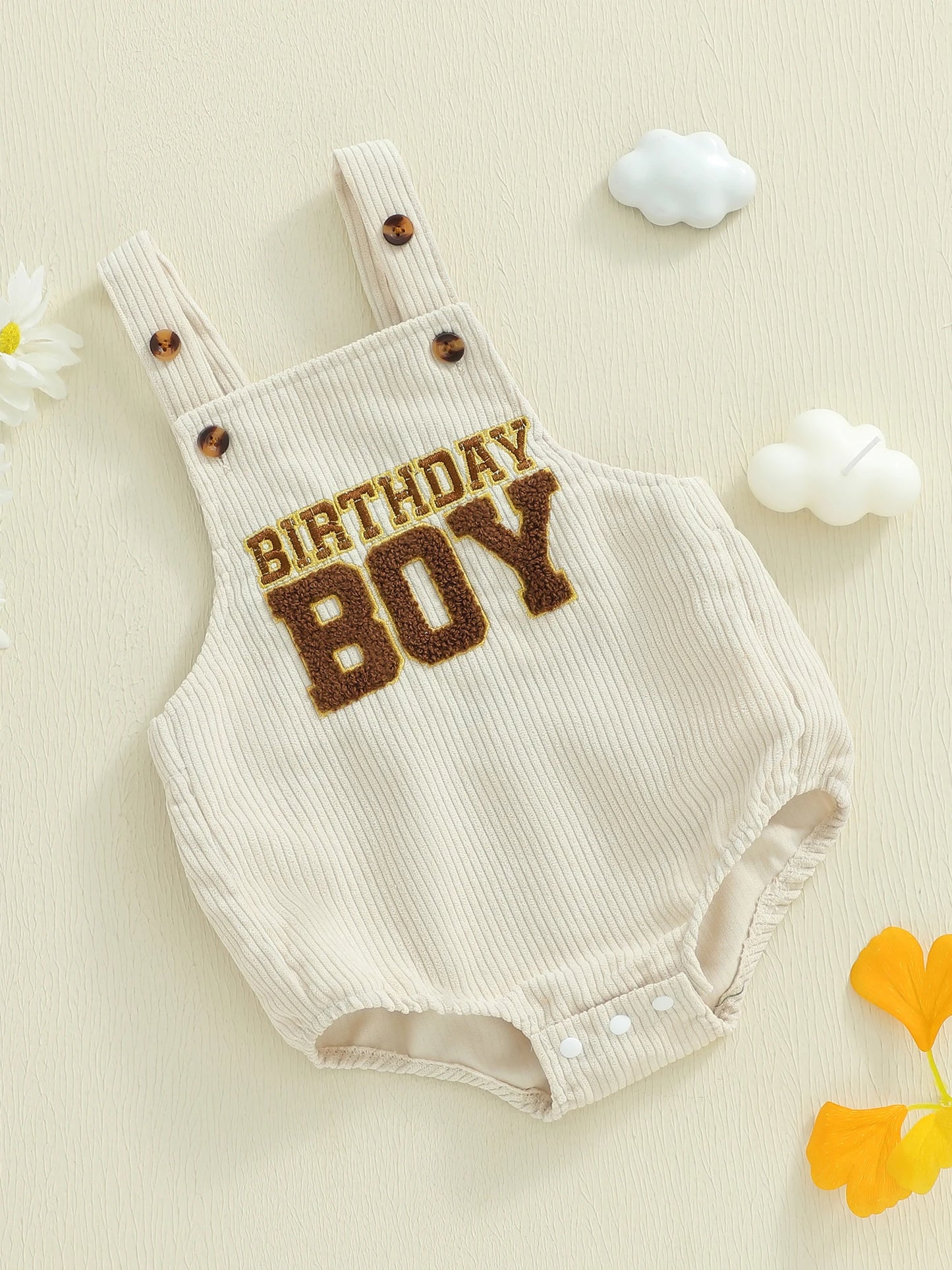 Newborn Baby Boys Romper - Letter Embroidery Square Neck Sleeveless Jumpsuit (0-18M)