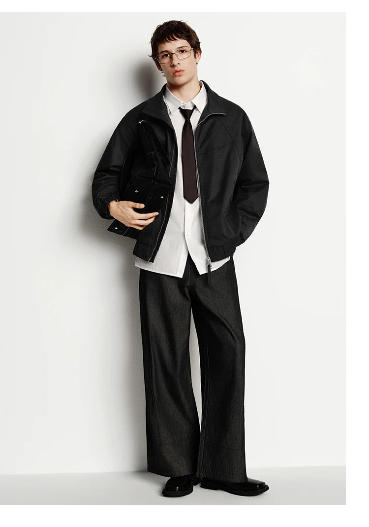 Loose Fit Stand Collar Minimalist Fashion Casual Jacket