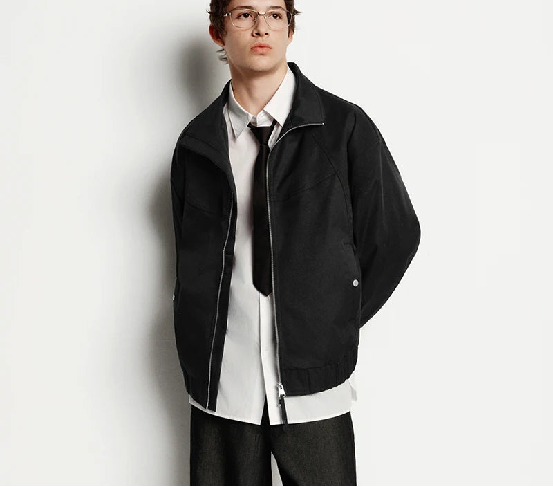 Loose Fit Stand Collar Minimalist Fashion Casual Jacket