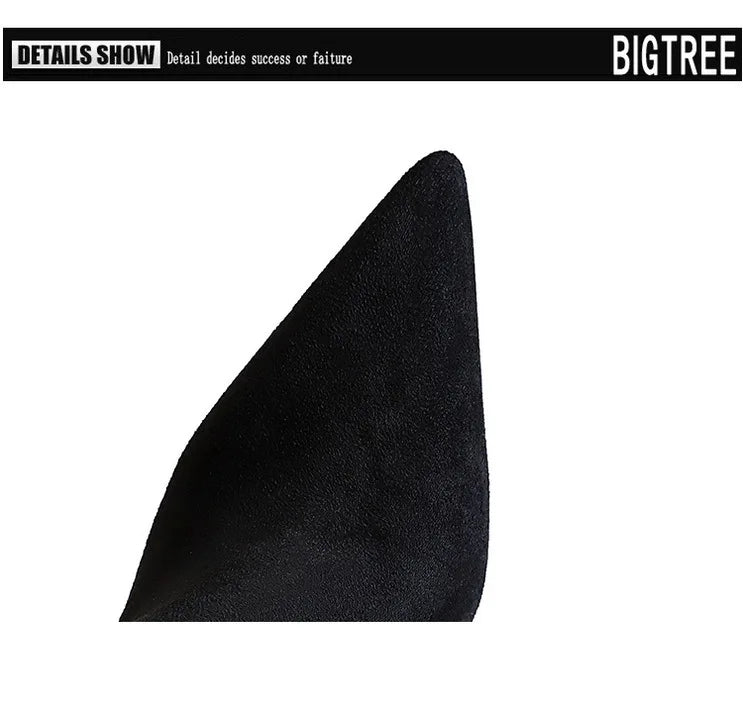 Black Suede Ankle Boots - Pointed Toe Stiletto Heels with Side Zipper