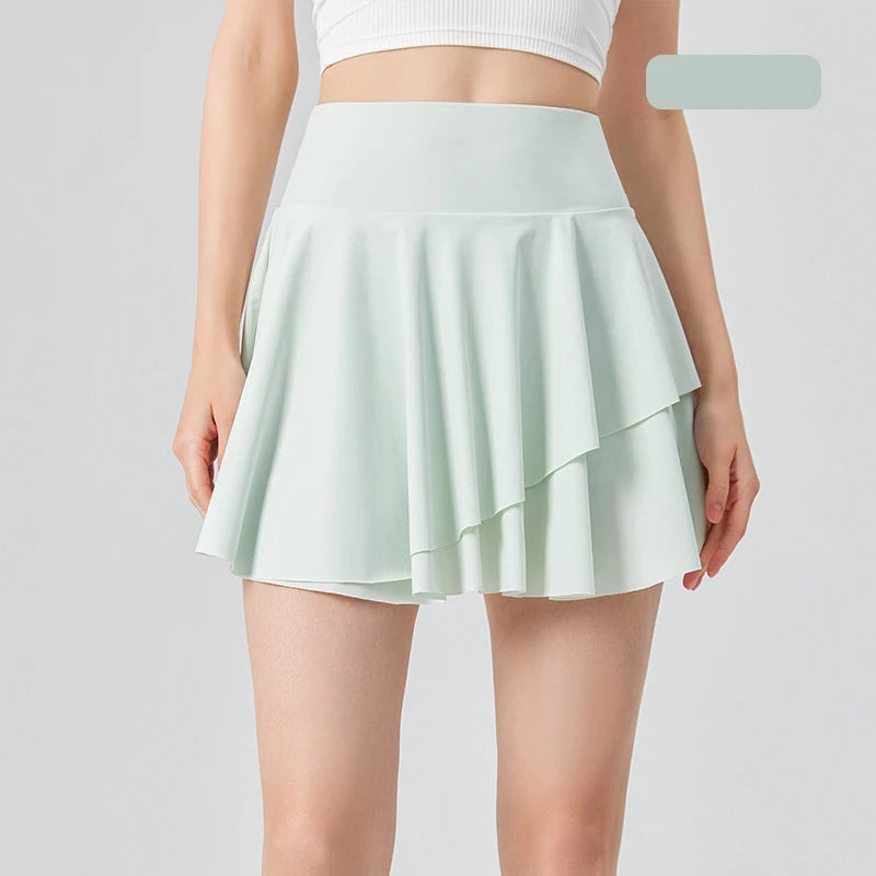 Women's High Waist Tennis Skirt with Built-in Shorts - Quick Dry Athletic Skort