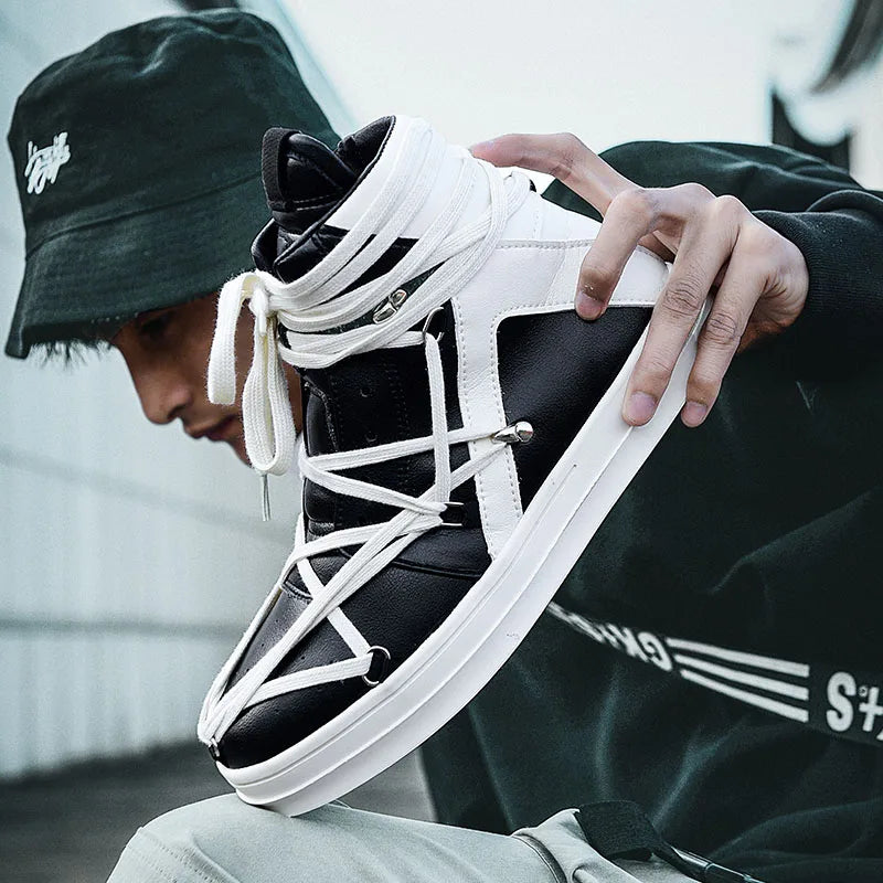 Men's Casual High-top Sports Strap Design Sneakers