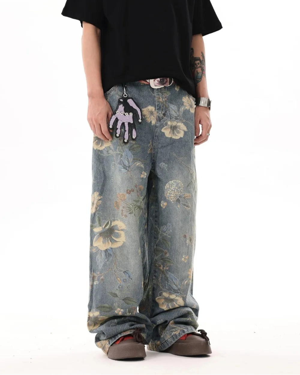 Men's Floral Print Jeans
