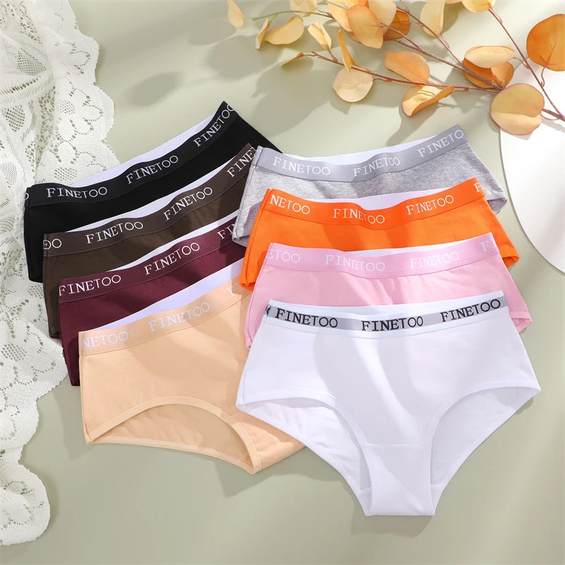 Women's 3Pcs Cotton Breathable Underwear Letter Belt Low Waist Briefs Stretch Comfortable Lingerie