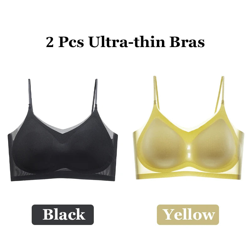 Women's Seamless Wireless Bralette 2-Pack - Ultra-Thin Ice Silk Breathable Vest