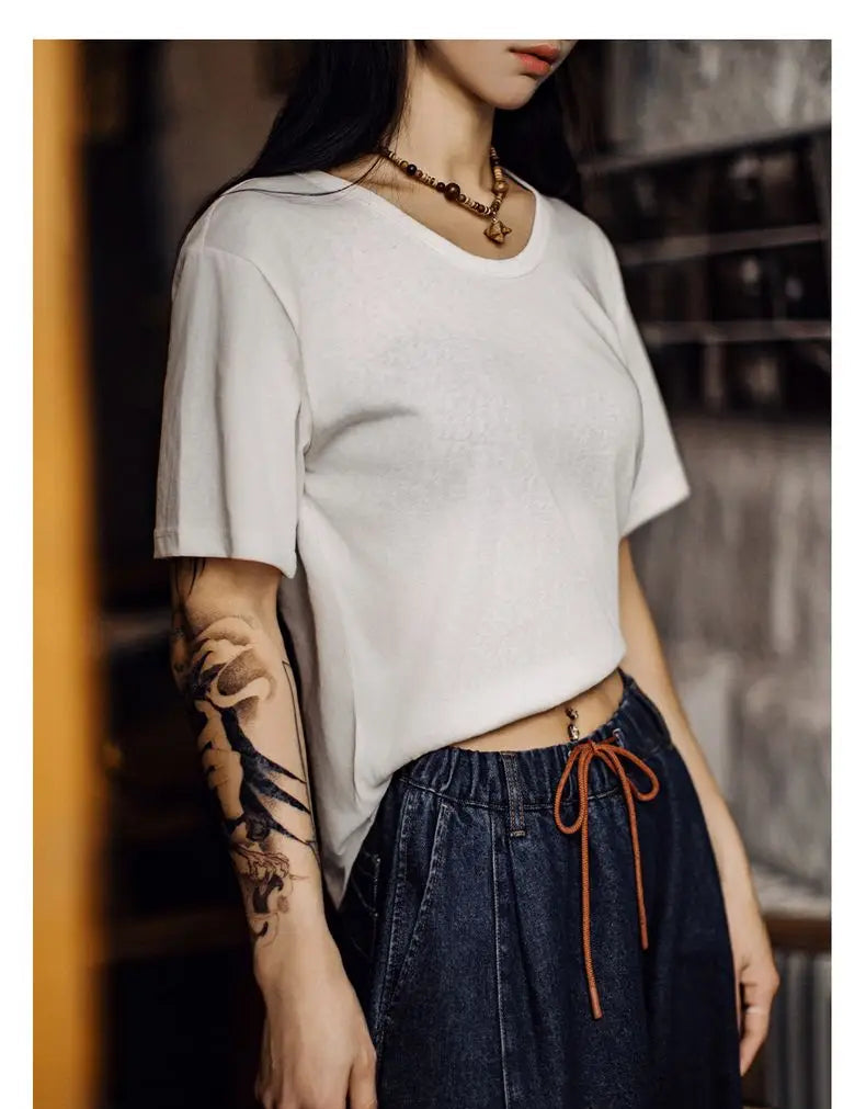 Women's Casual White T-Shirt - Lightweight Loose Fit Summer Top