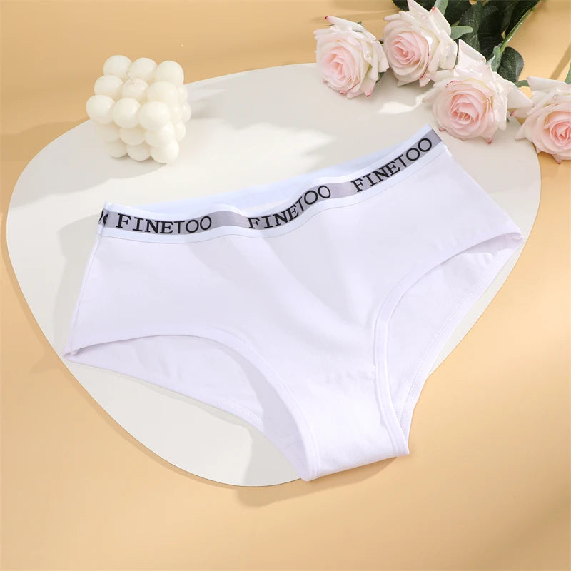 Women's 3Pcs Cotton Breathable Underwear Letter Belt Low Waist Briefs Stretch Comfortable Lingerie