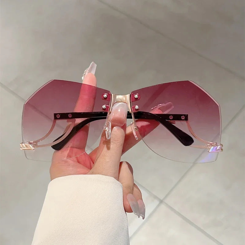 Women's Rimless Irregular Gradient Sunglasses