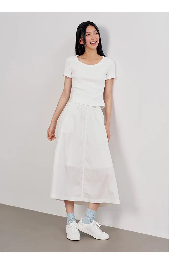 Cooling Fitted Short Sleeve Tee - Summer Round Neck Basic Top