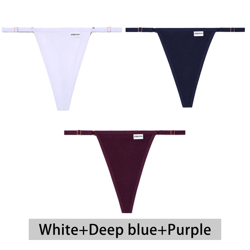 Women's Cotton Thong Set - 3 Pack Low-Rise Bikini Panties